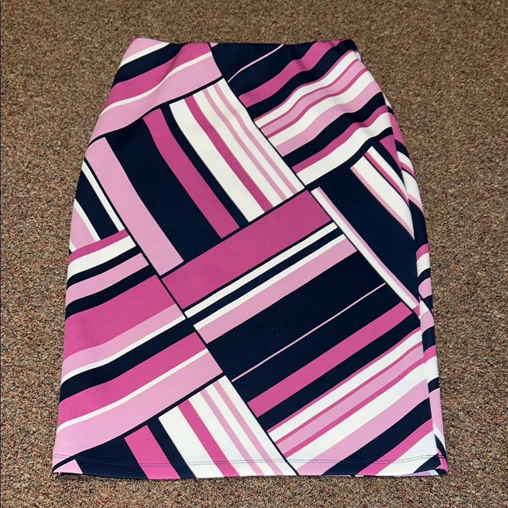 Cato Pink and Navy Blue Pencil Skirt Size Small